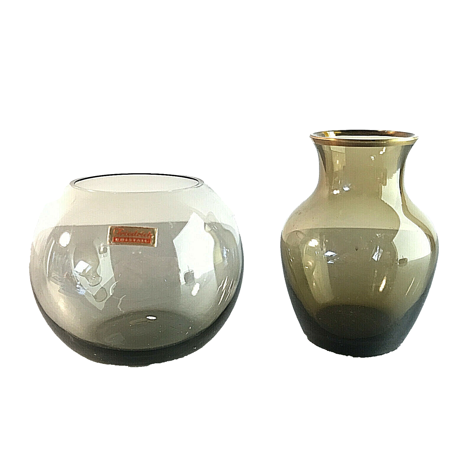 Vintage Vase Rauchglas mini 6 / 7,5  cm 50er 60er MID CENTURY Glas 