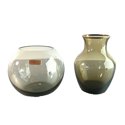 Vintage Vase Rauchglas mini 6 / 7,5  cm 50er 60er MID CENTURY Glas 