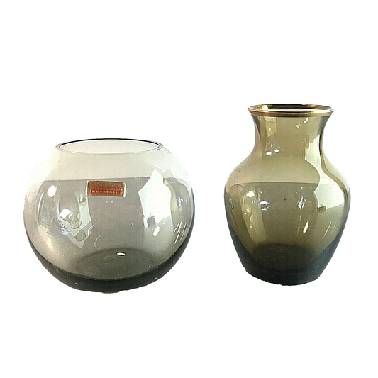 Vintage Vase Rauchglas mini 6 / 7,5  cm 50er 60er MID CENTURY Glas 