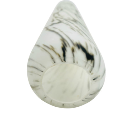 Satinierte Vase matt weiß grau 26 cm natürliches Dekor Vintage Glas