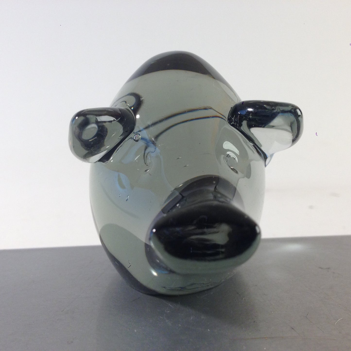 Glasschwein Rauchglas Schwein Sau Figur Glas H 6 cm Vintage