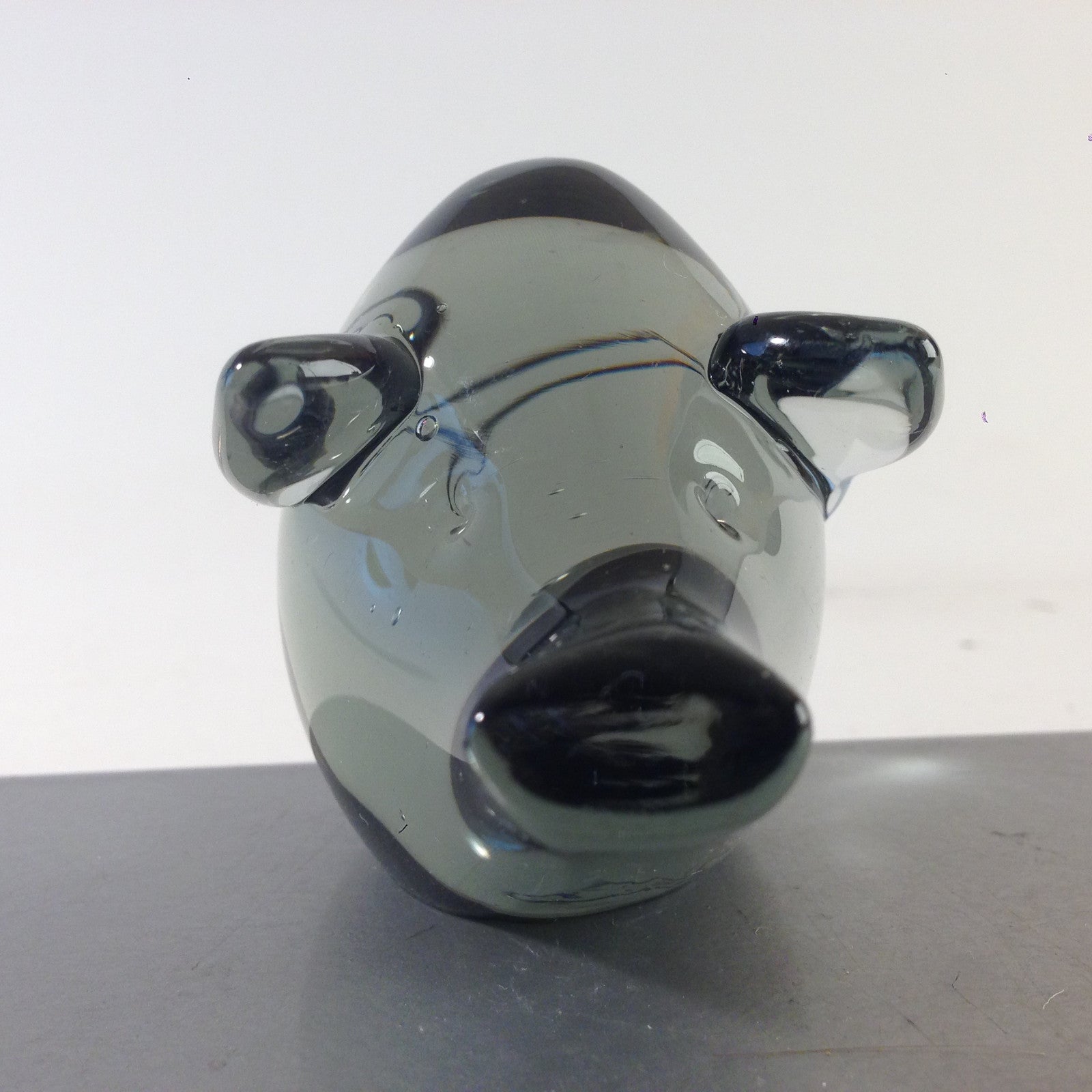 Glasschwein Rauchglas Schwein Sau Figur Glas H 6 cm Vintage