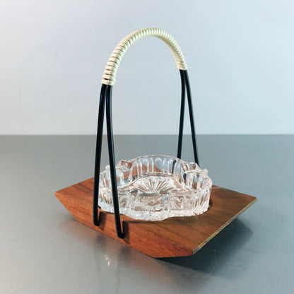 MID CENTURY Teak Holz 50er 60er Ascher Halter Glas