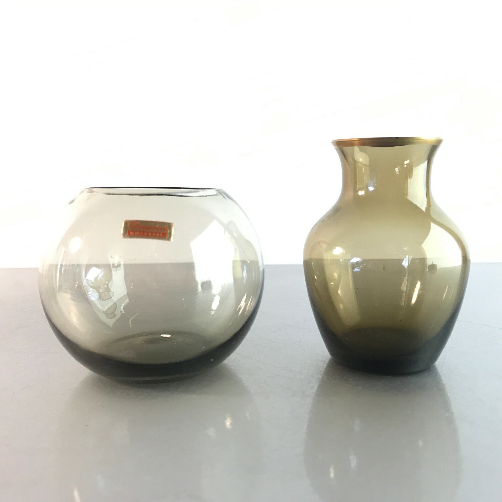 Vintage Vase Rauchglas mini 6 / 7,5  cm 50er 60er MID CENTURY Glas 