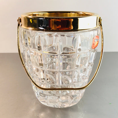 QUIST Eiswürfeleimer Glas 50er 60er 70er 11,5 cm Gold farben Messing