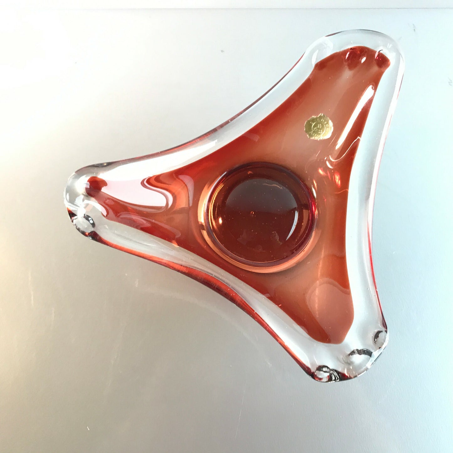 SCHALE Glas rot Schweden D 15 cm (19) 60er 70er Vintage Glas