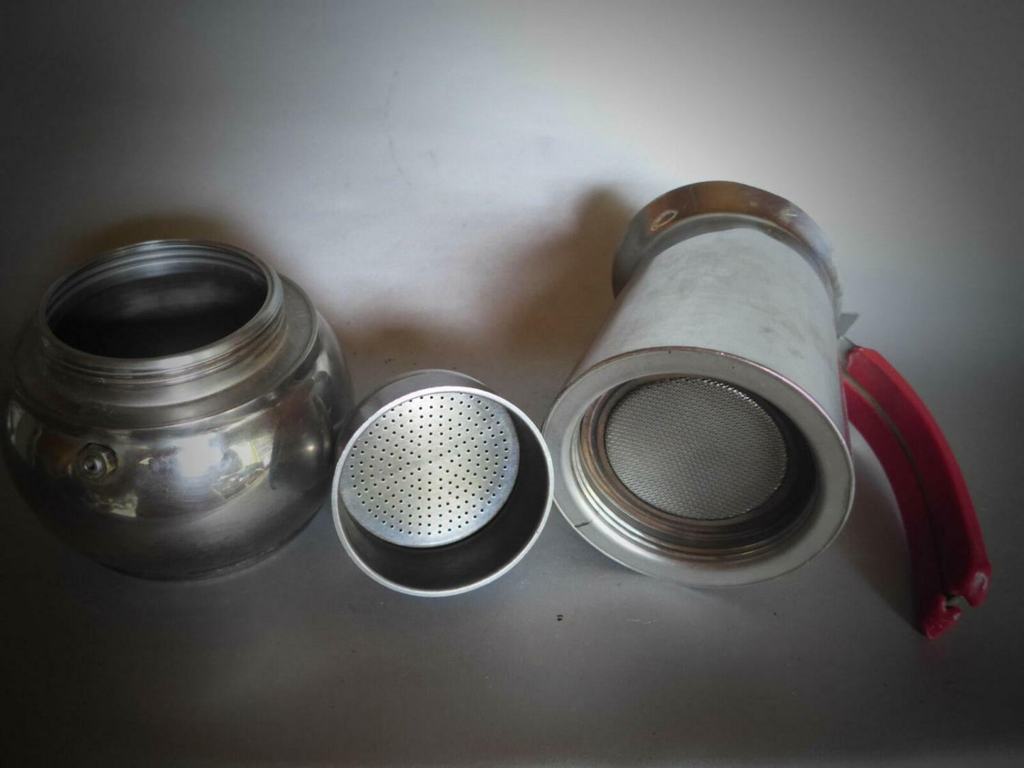 ACC INOX Espressokocher Espressomaschine Edelstahl roter Griff