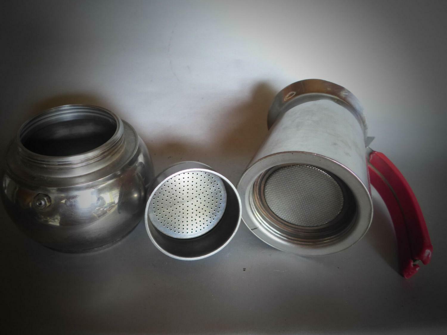 ACC INOX Espressokocher Espressomaschine Edelstahl roter Griff
