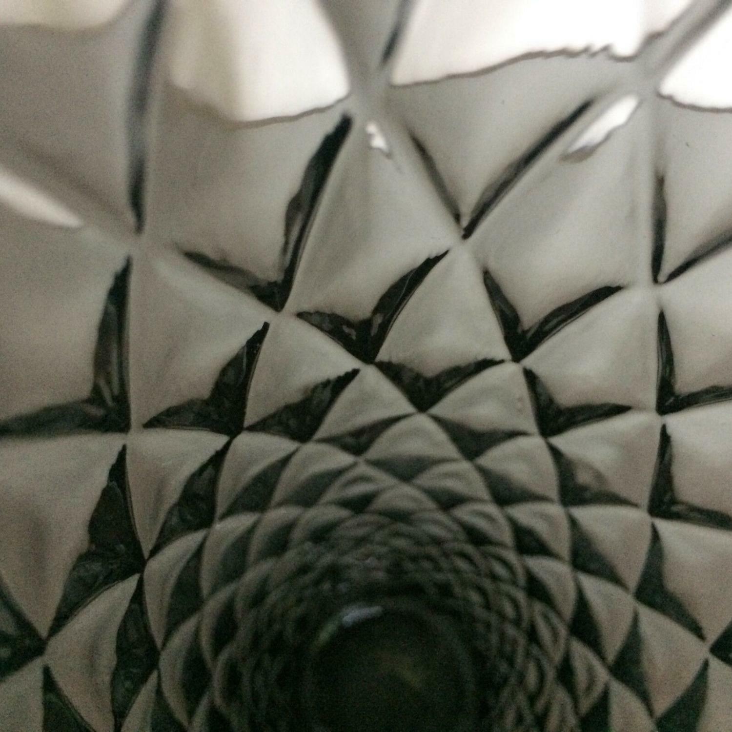 Rauchglas Vase Rauten Dekor H 23 cm 50er 60er MID CENTURY