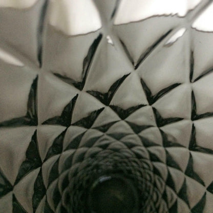 Rauchglas Vase Rauten Dekor H 23 cm 50er 60er MID CENTURY