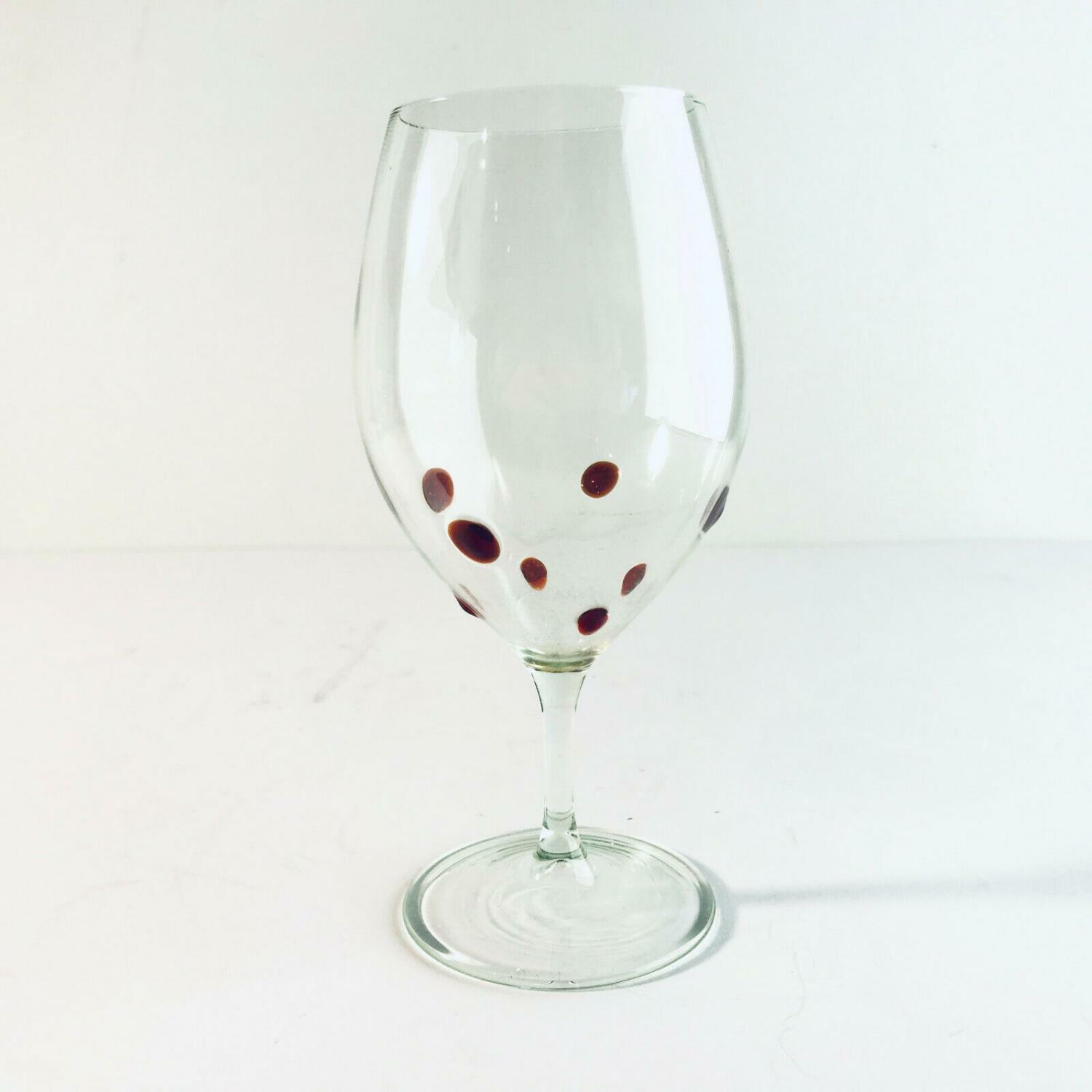 Likörglas Schnapsglas Glas 13,5 cm 60er 70er Einschmelungen rote Punkte
