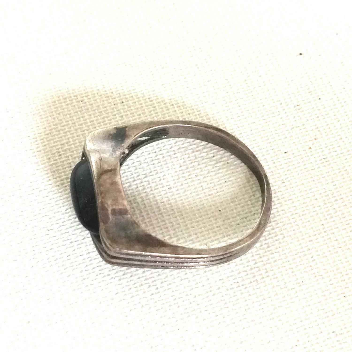 Silberring RING mit schwarzem Stein Edelstein  Schmuck Ring Vintage 60er 70er