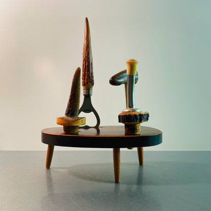 Bar Set Holz Korkenzieher Kipper Korken Öffner 60er MID CENTURY