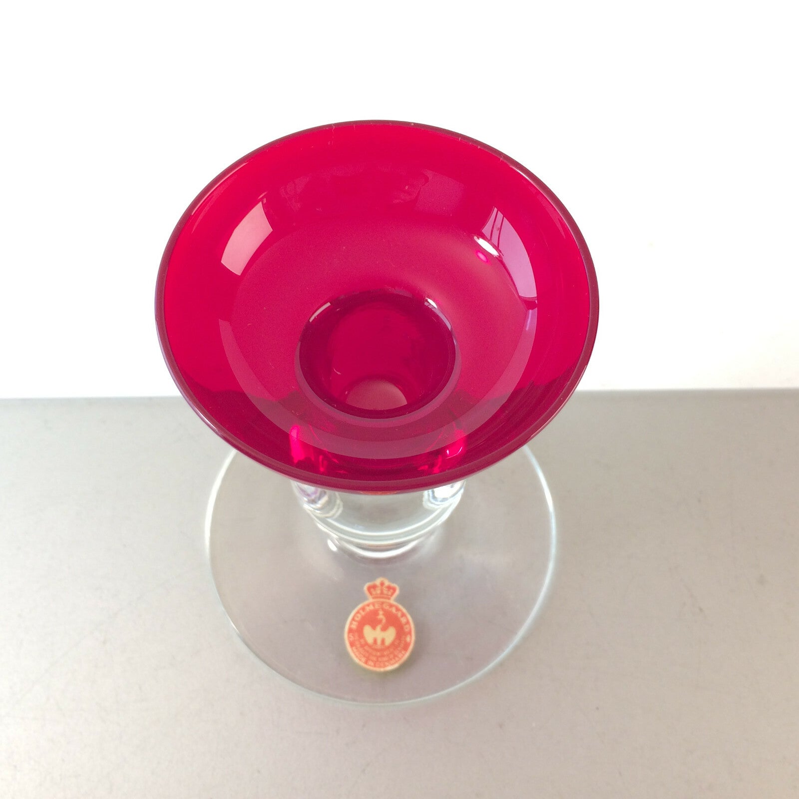 HOLMEGAARD Denmark Kerzenhalter Glas 60er 70er 10,5 Kerzenständer  rot
