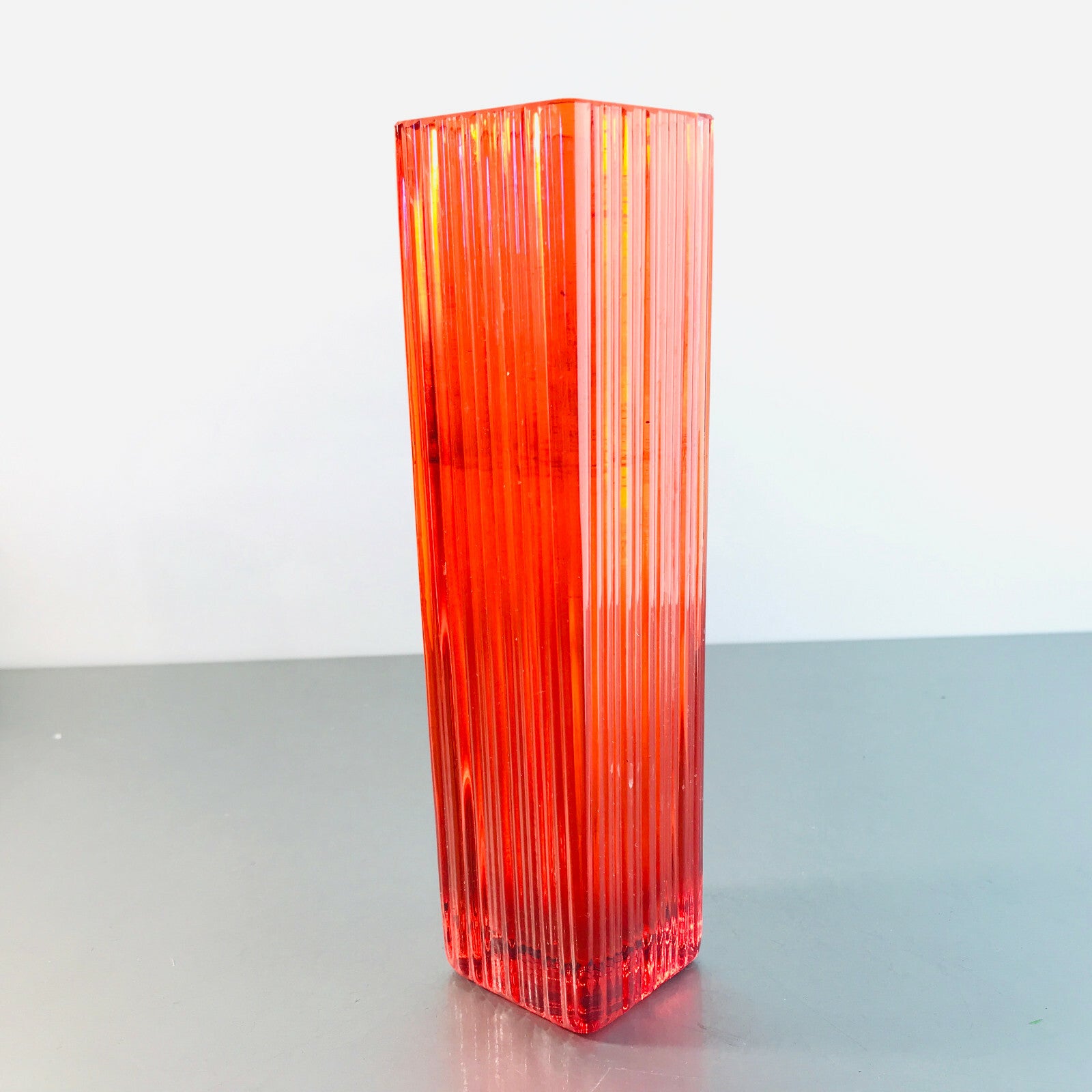 WMF Vintage Vase Überfang orange eckig 19,5 cm 50er 60er MID CENTURY