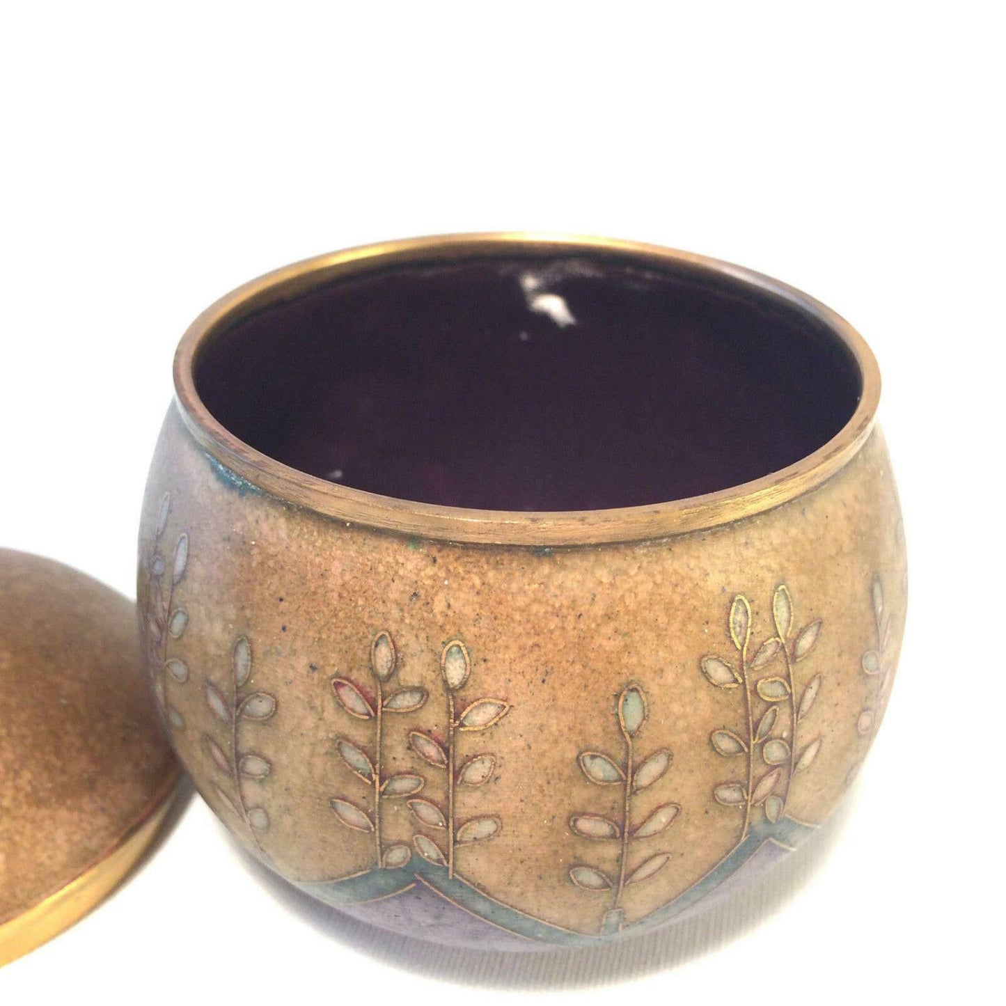 Käthe RUCKENBROD Deckeldose Dose Emaille 50er 60er Stegemaille Email 