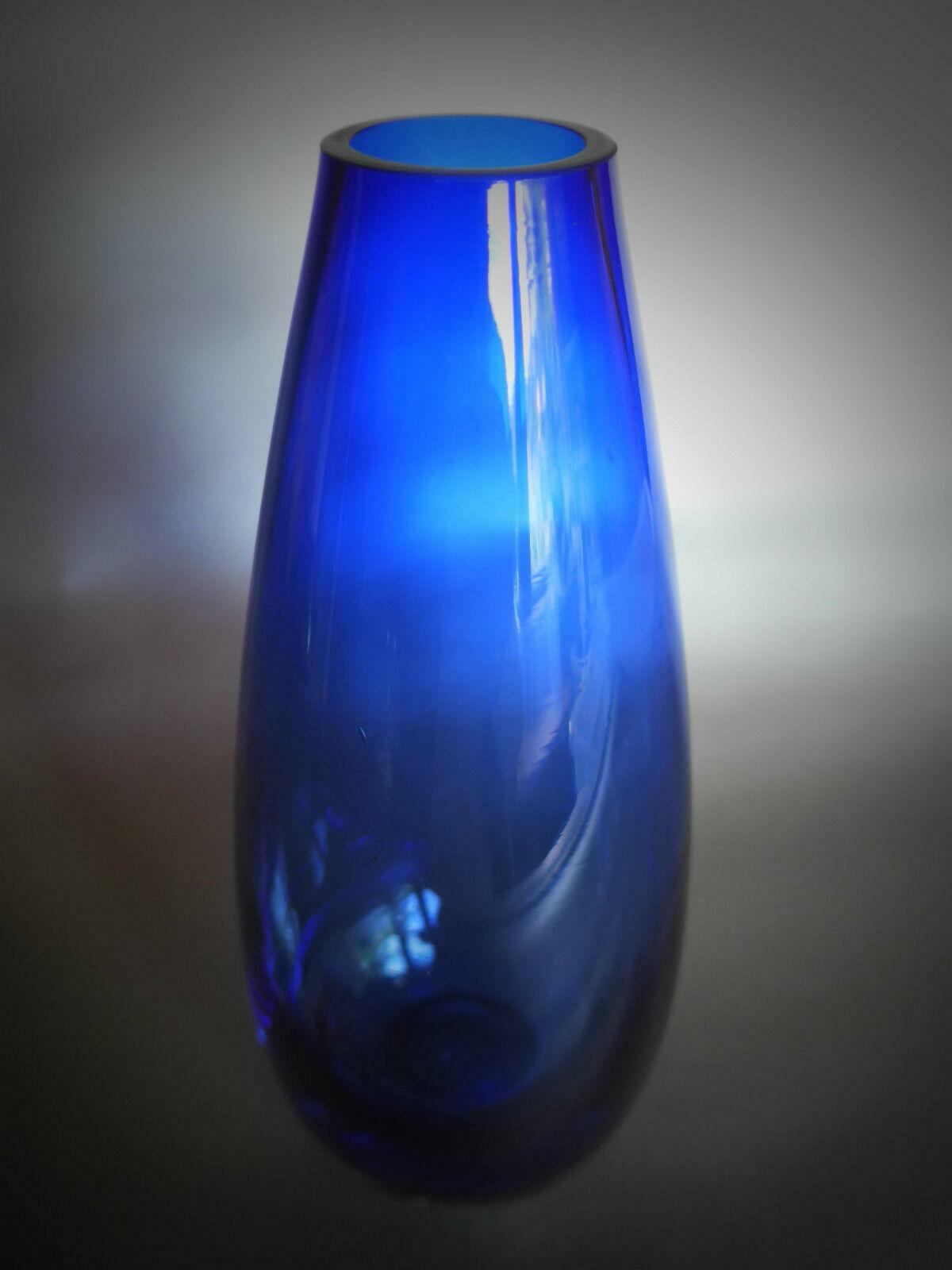 VASE Glas blau klar 50er 60er Jahre MID CENTURY 19 cm Dekoration
