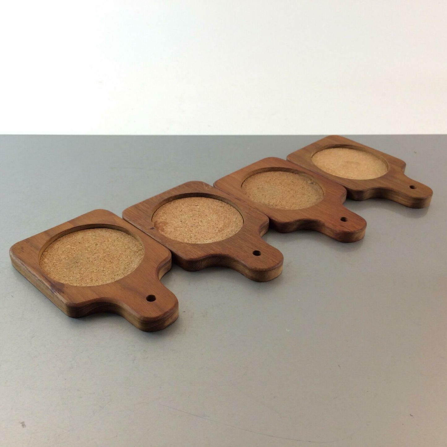 Untersetzer Gläser 50er 60er Holz Teak innen D 6,6 cm Teller