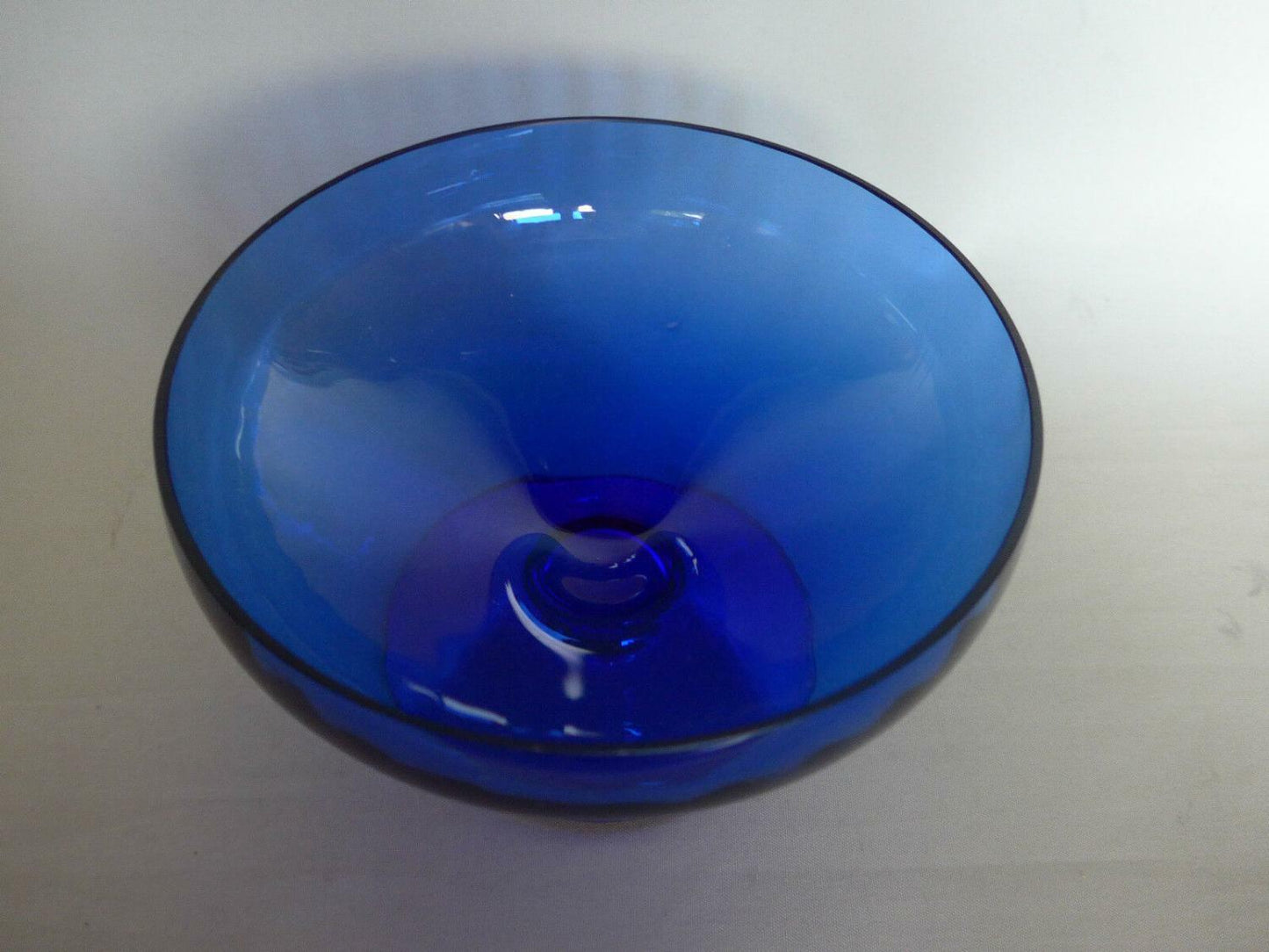 Blau GLASCHALE Anrichte Konfektschale 60er Glas MID CENTURY Facetten