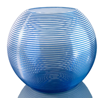 ZWIESEL Fadenglas 13 cm Vintage Vase 50er 60er MID CENTURY blau 40er