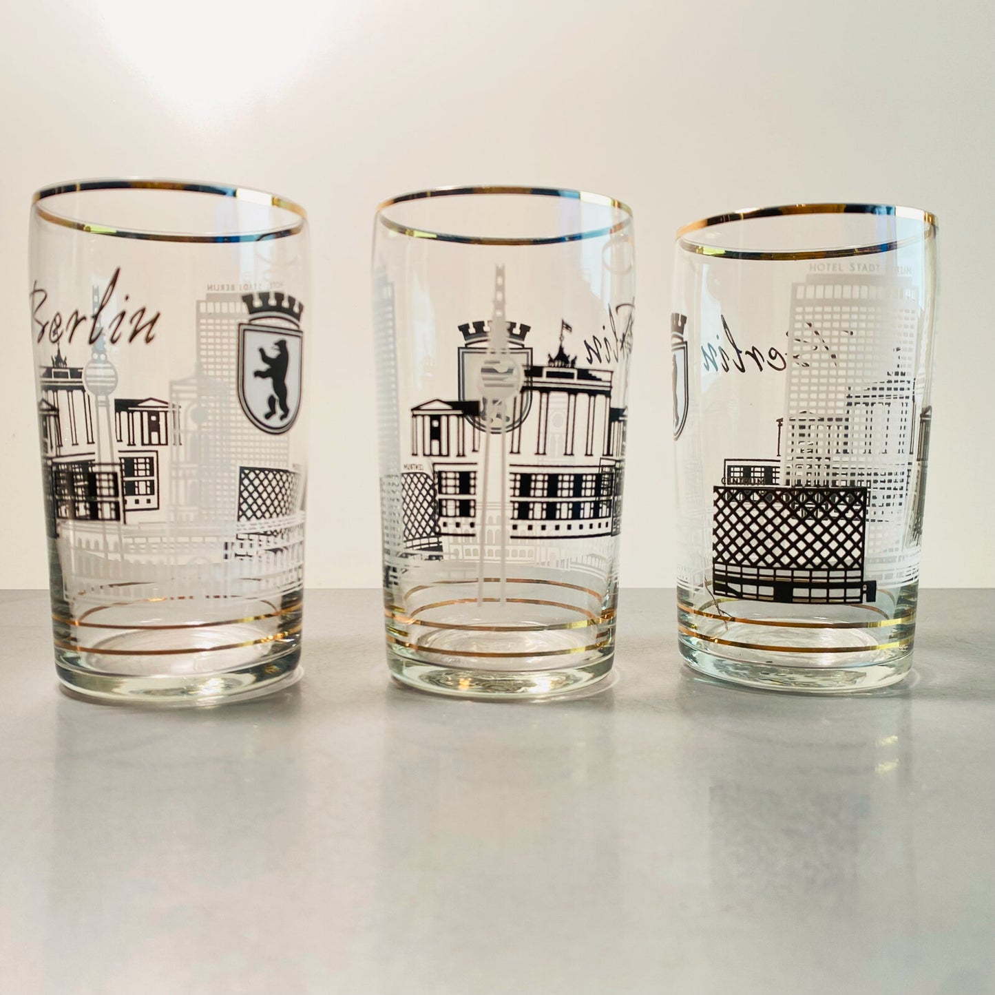 Gläser 3er Set BERLIN Branddenburger Tor 11,5 cm Saftglas Glas