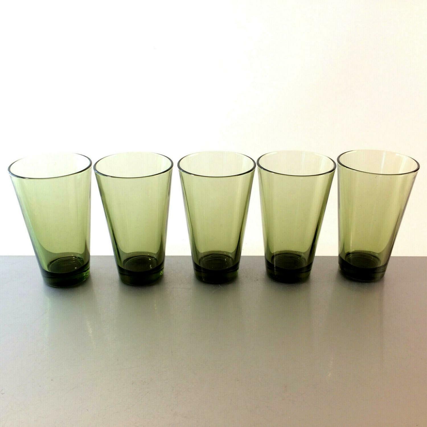 Wassergläser 5er SET  50er 60er Gläser 13 cm  Rauchglas VINTAGE Glas