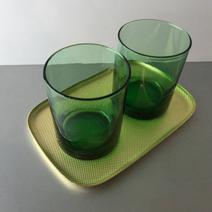 Gläser 8,6 cm Wassergläser Likörgläser Vintage grün 2 er Set 50er Tablett