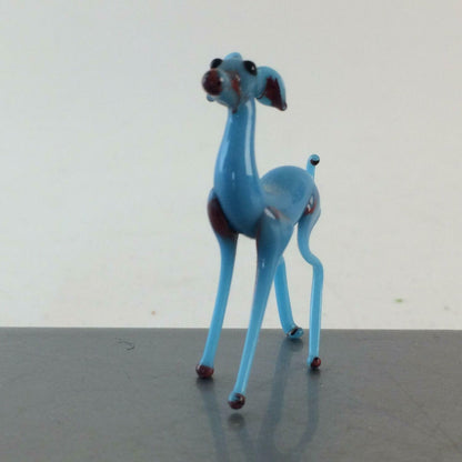 Hund blau H 3,8 cm Glas 50er 60er Lauscher Vintage MID CENTURY 