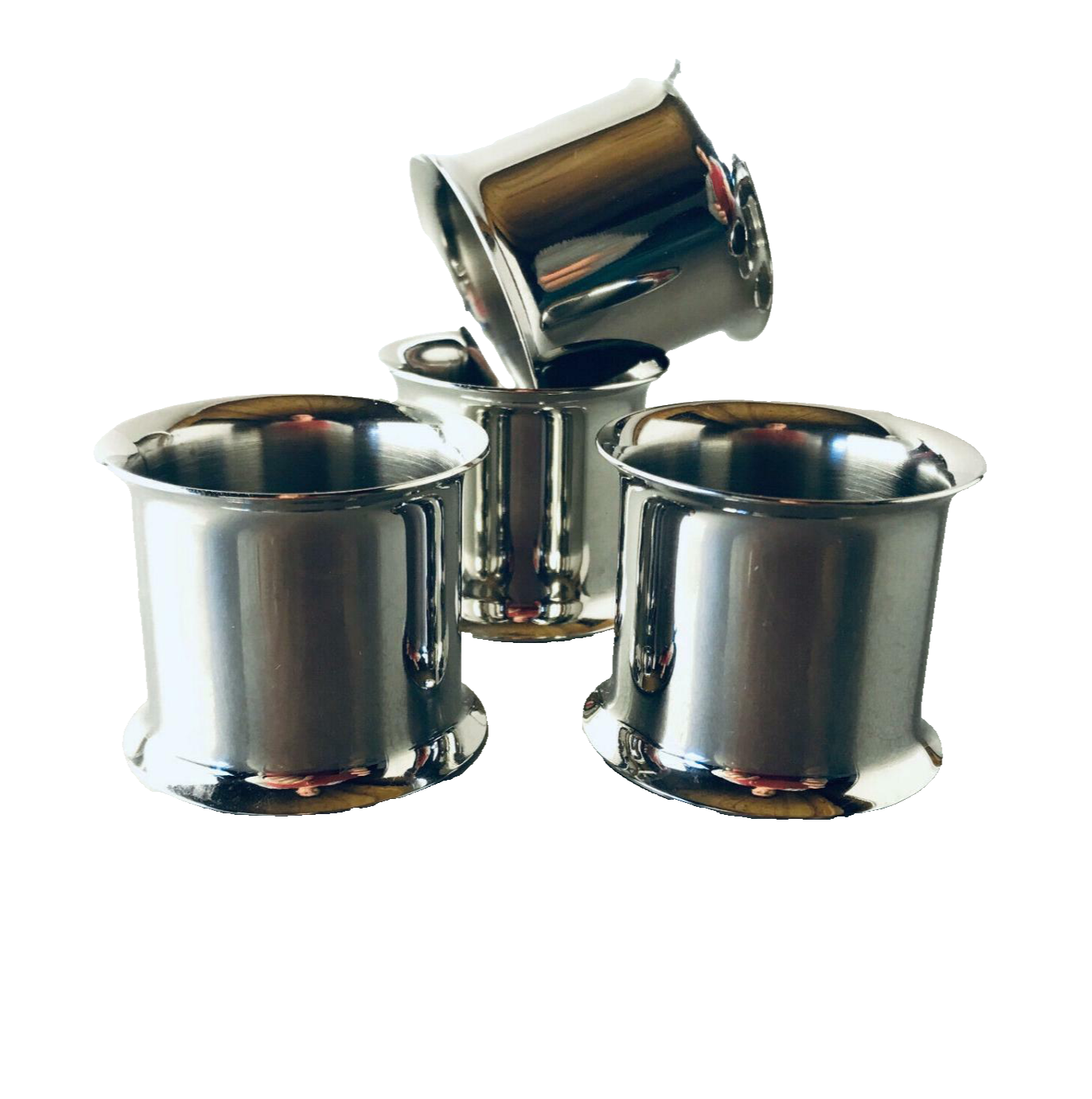 Serviettenhalter Serviettenringe Silber farben D 4 cm 4 er Set 60er 70er 
