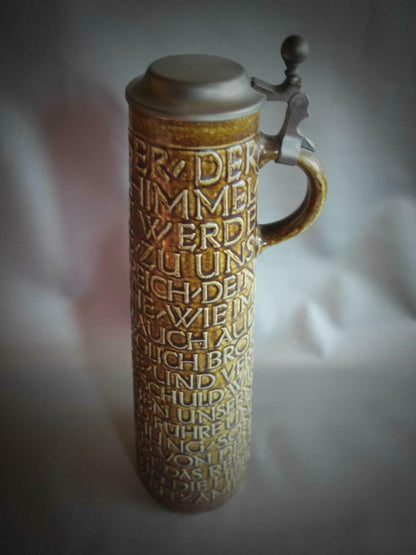 GOEBEL Merkelbach Salzglasur "Vater Unser" 36 cm Zinndeckel Humpen Vase