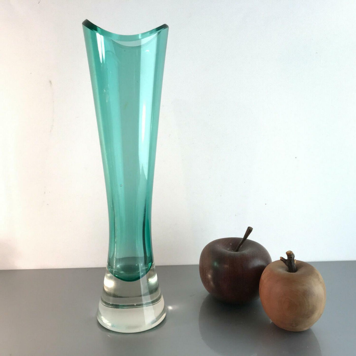 Vintage VASE Glasvase Design 60er 50er MID CENTURY grün 28 cm
