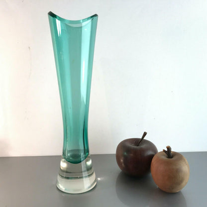 Vintage VASE Glasvase Design 60er 50er MID CENTURY grün 28 cm
