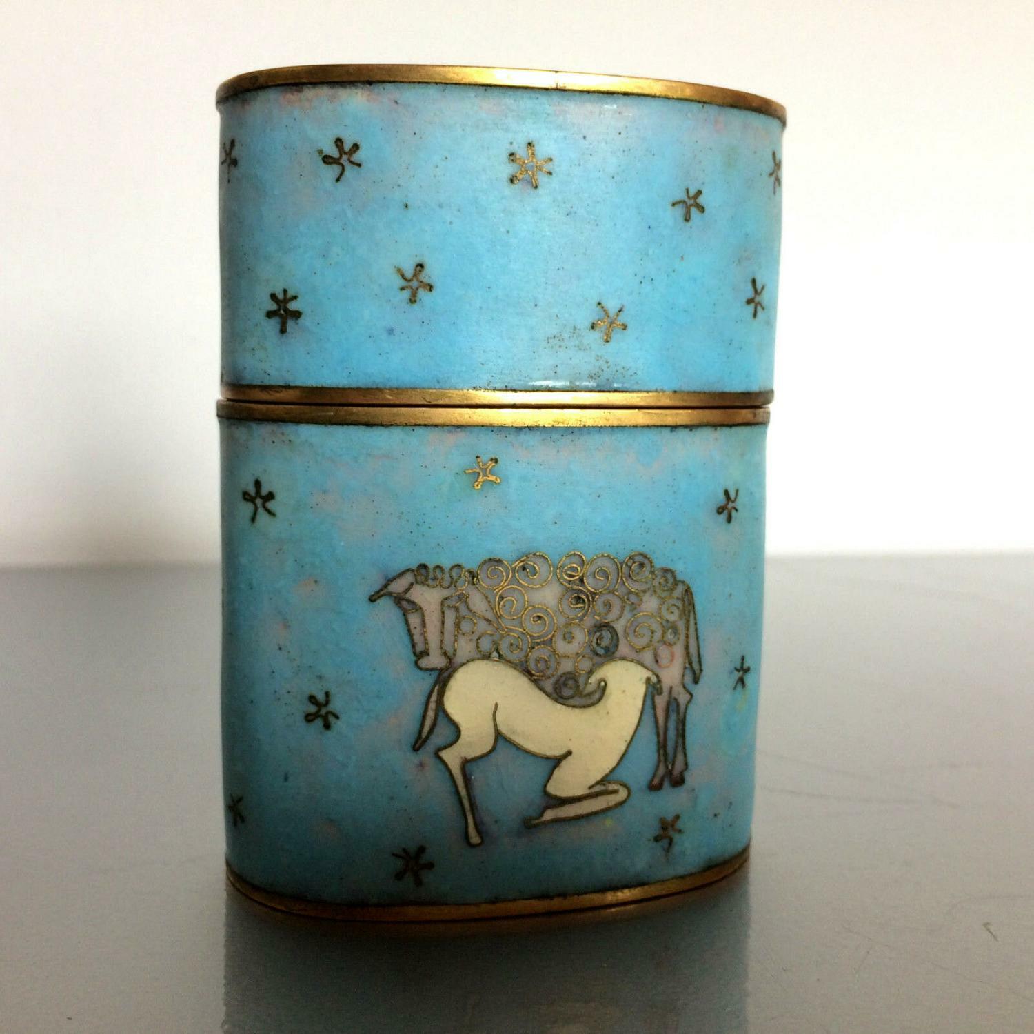 Käthe RUCKENBROD Deckeldose  Cloisonne Email  Dose Emaille 50er 60er