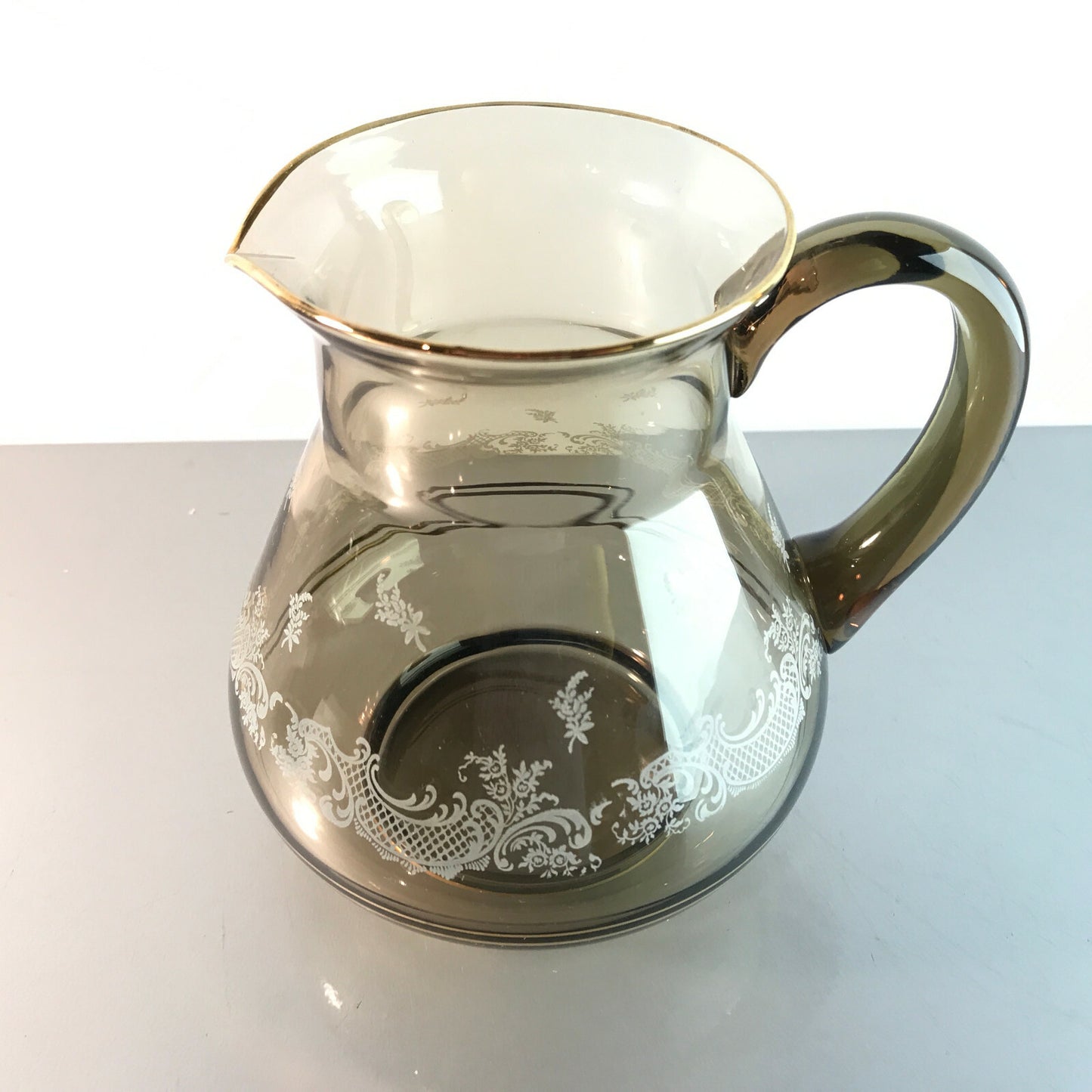  RAUCHGLAS Glas Vase Kanne Karaffe VINTAGE 16,5 cm 60er 70er Kanne