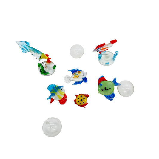Fische mit Blasen Dekoration Glas Vintage ca 13 cm 60er 70er Tierfigur