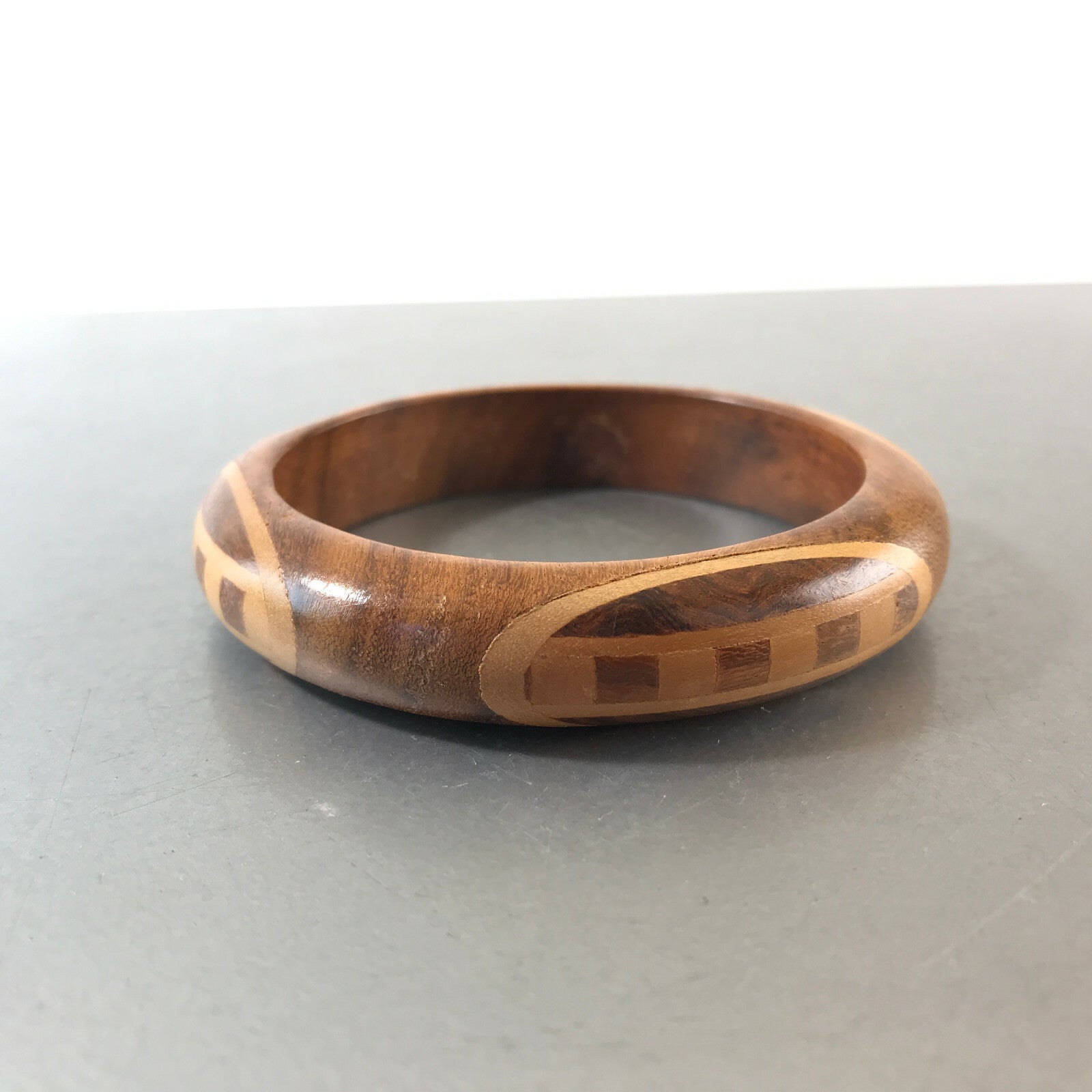 ARMREIF Holz mit innen 6,5 cm Vintage Intarsien Holzring Armring