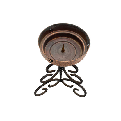 Kerzenhalter Windlicht Kupfer H 22cm Kerzenständer f. Stumpenkerzen 70er D 10 cm