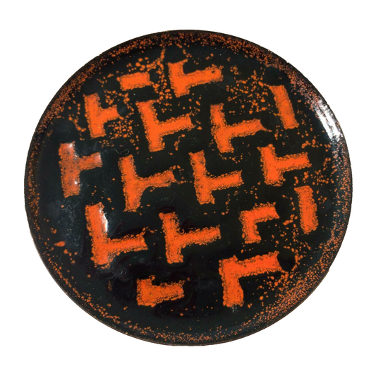 Untersetzer emailliert  Gläser Teller Emaille  D 10,2 cm 50er 60er KUPFER