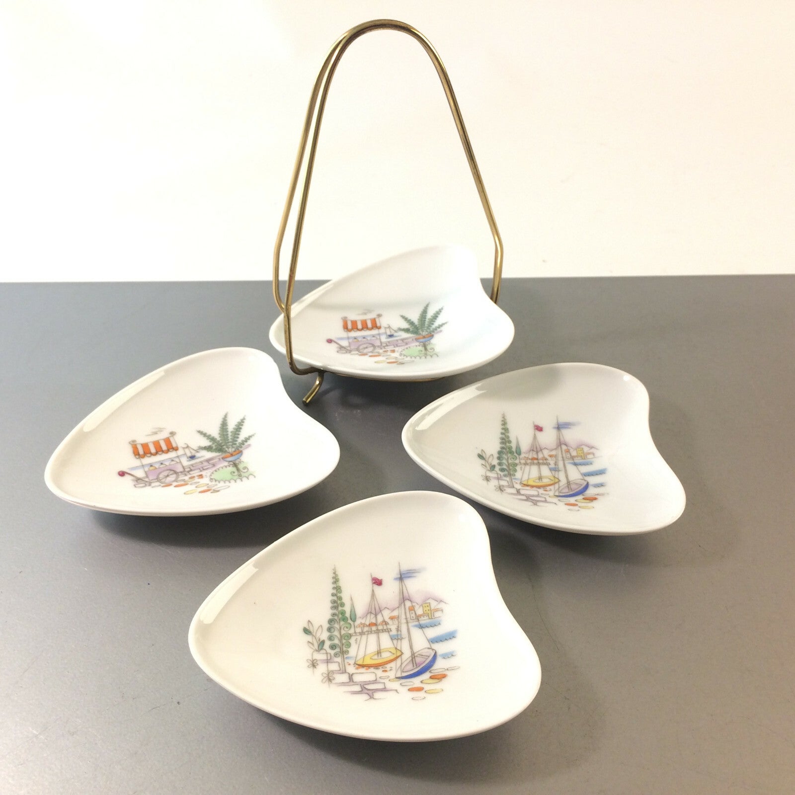 Heinrich Porzellan Schale Schälchen 50er 60er Set Halter MID CENTURY 