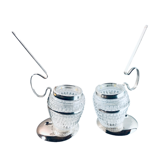 Glas Bcher Halter 60er 70er versilbert Rand 2er Set Salzstangen
