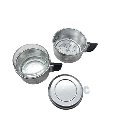 Belgischer Tassenfilter Teller Filter Alu  Set Tasse Durobor Kaffee Glas H 12,2