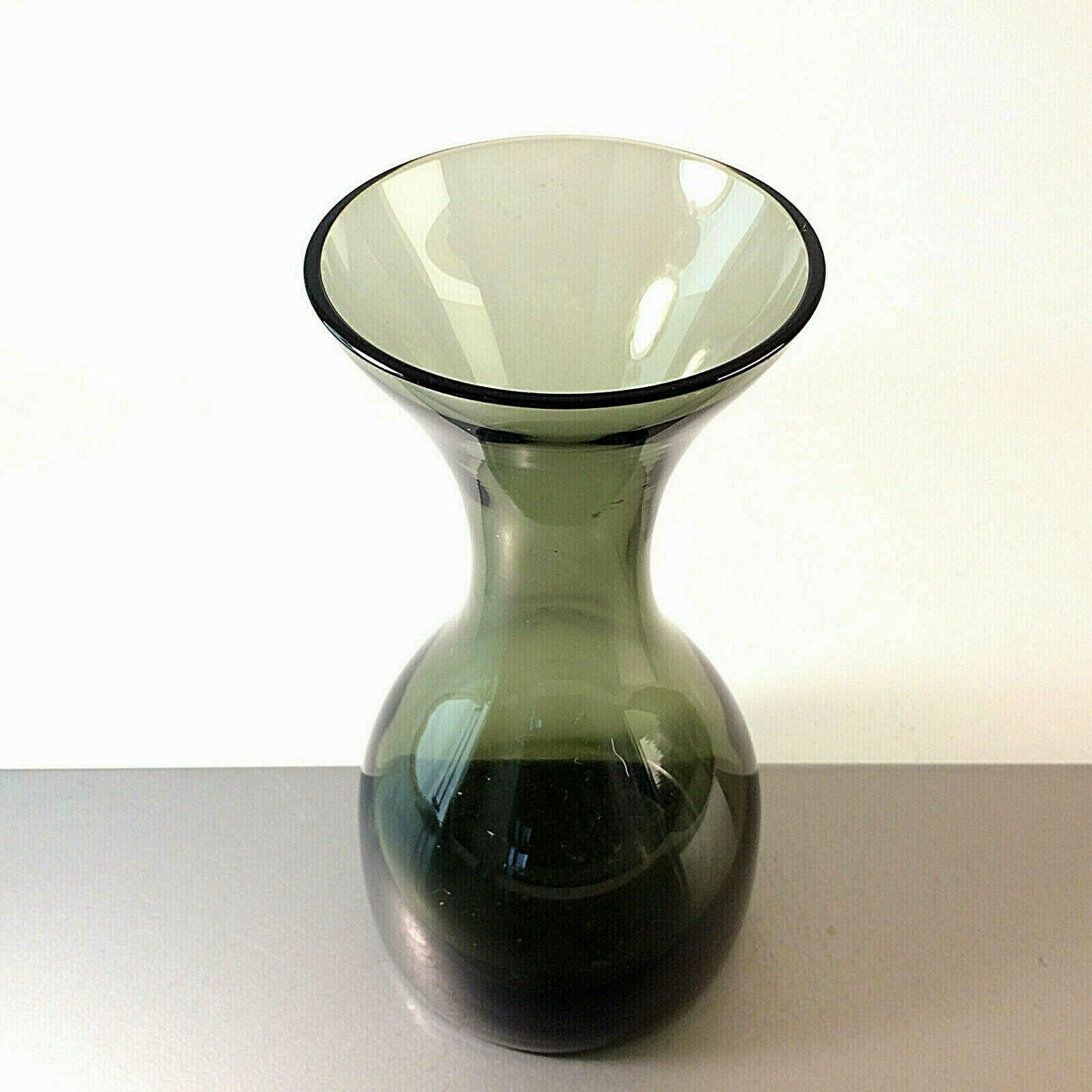 Vintage Rauchglas Vase 50er 60er 19,2 cm MID CENTURY Glas-