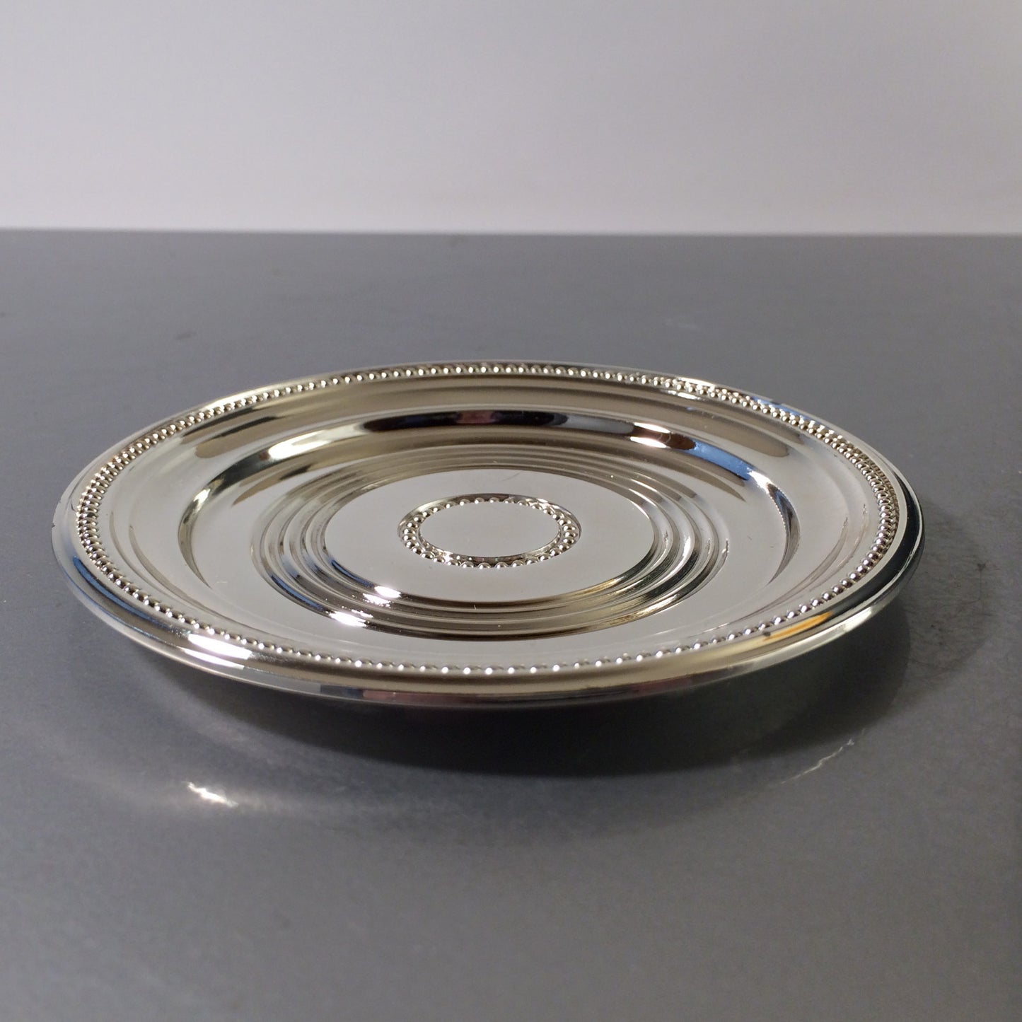 4 x  WMF Gläserteller versilbert 11 cm Vintage Teller 60er MID CENTURY