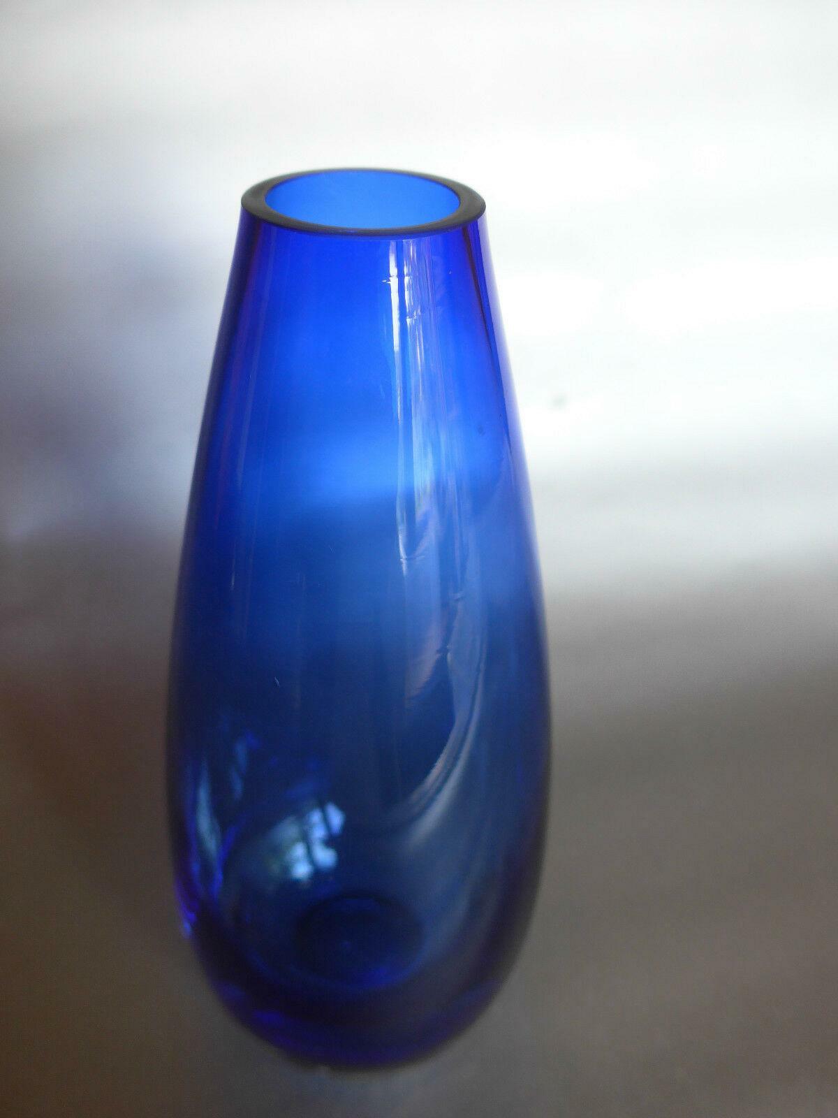 VASE Glas blau klar 50er 60er Jahre MID CENTURY 19 cm Dekoration