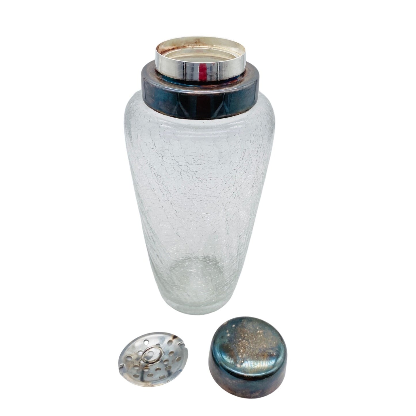 WMF Cocktailshaker Shaker Craquelle Glas 40er 50er Neusilber versilbert Hausbar