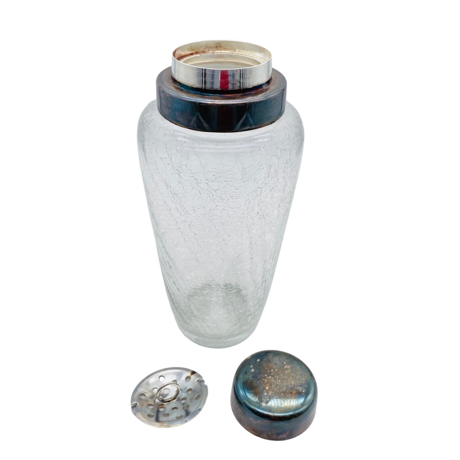 WMF Cocktailshaker Shaker Craquelle Glas 40er 50er Neusilber versilbert Hausbar