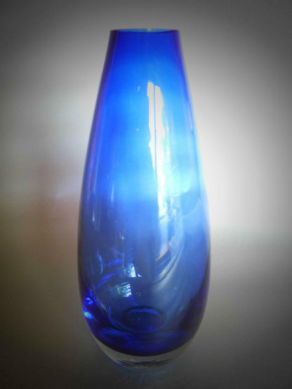 VASE Glas blau klar 50er 60er Jahre MID CENTURY 19 cm Dekoration