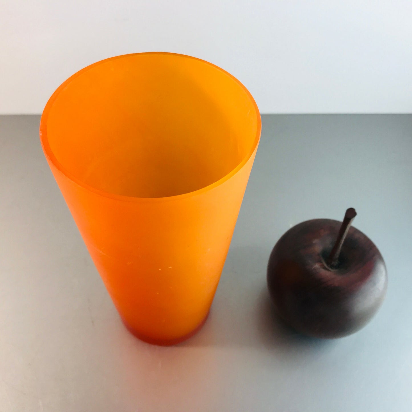 Glas orange Satinato Vase 16,5 cm Vintage 60er MID CENTURY