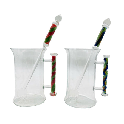 MID CENTURY 2er Set  Teegläser Gläser 70er 60er 11 cm mit Rührstab buntes Glas