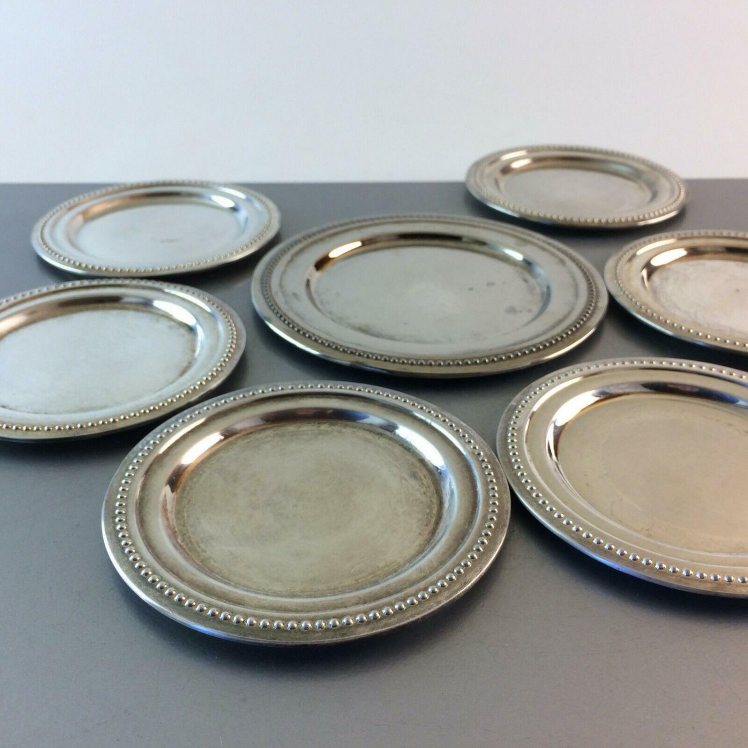 Untersetzer Glasuntersetzer versilbert 10,5 cm 6er Set + Flaschenteller